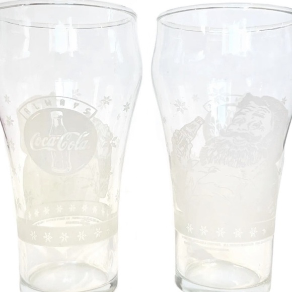 Vintage 1999 Coca Cola Santa Claus Christmas Beer Soda Glasses Pint Holiday Coke - Picture 2 of 13